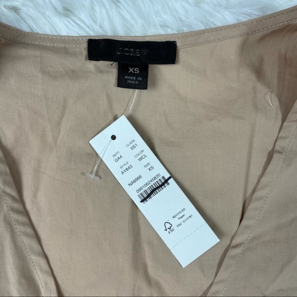 New J Crew Puff Sleeve Cotton Poplin Wrap Dress - Picture 8 of 10